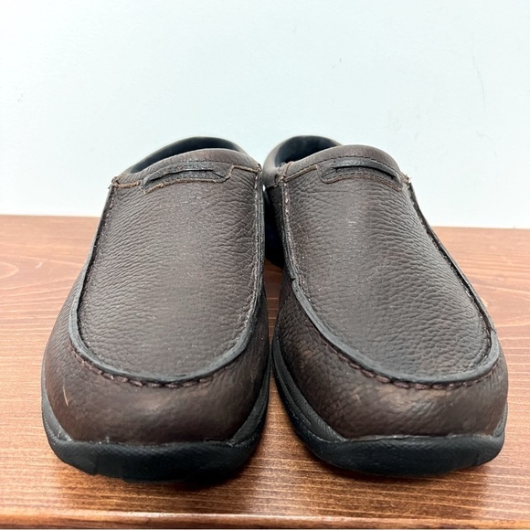 L.L. Bean Men's Pebbled Rugged Dark Brown Leather Comfort Moc Slides NEW 8 Fall - Picture 5 of 13